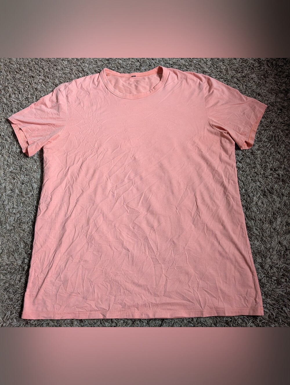 Lululemon Salmon Pink Cotton Blend Active Short Sleeve Shirt Men's XL